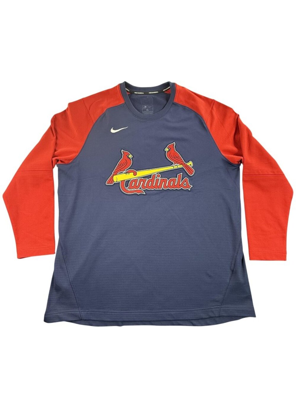 St Louis Cardinals Shirt Men XL Blue MLB Baseball Nike Dri Fit Long Sleeve Lined